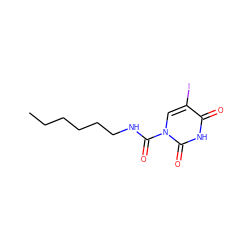 CCCCCCNC(=O)n1cc(I)c(=O)[nH]c1=O ZINC000095591876