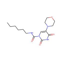 CCCCCCNC(=O)n1cc(N2CCOCC2)c(=O)[nH]c1=O ZINC000095590624