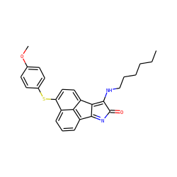 CCCCCCNc1c2c3ccc(Sc4ccc(OC)cc4)c4cccc(c-2nc1=O)c43 ZINC000095595091