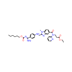 CCCCCCOC(=O)/N=C(\N)c1ccc(NCc2nc3cc(C(=O)N(CCC(=O)OCC)c4ccccn4)ccc3n2C)cc1 ZINC000003943279