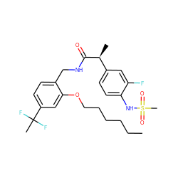 CCCCCCOc1cc(C(C)(F)F)ccc1CNC(=O)[C@@H](C)c1ccc(NS(C)(=O)=O)c(F)c1 ZINC000473160528