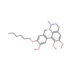 CCCCCCOc1cc2c(cc1OC)-c1c(OC)c(OC)cc3c1[C@H](C2)N(C)CC3 ZINC000473120458