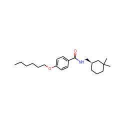 CCCCCCOc1ccc(C(=O)NC[C@@H]2CCCC(C)(C)C2)cc1 ZINC000013864682