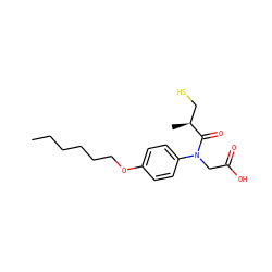 CCCCCCOc1ccc(N(CC(=O)O)C(=O)[C@@H](C)CS)cc1 ZINC000028263530