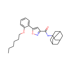 CCCCCCOc1ccccc1-c1cc(C(=O)NC23CC4CC(CC(C4)C2)C3)no1 ZINC000096911095