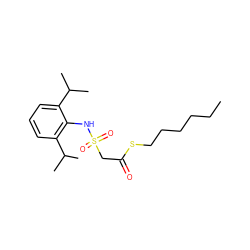 CCCCCCSC(=O)CS(=O)(=O)Nc1c(C(C)C)cccc1C(C)C ZINC000026744497