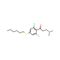 CCCCCCSc1cc(Cl)c(C(=O)CCN(C)C)c(Cl)c1 ZINC000043067844