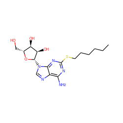 CCCCCCSc1nc(N)c2ncn([C@@H]3O[C@H](CO)[C@@H](O)[C@H]3O)c2n1 ZINC000045298728