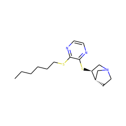 CCCCCCSc1nccnc1S[C@H]1CN2CC[C@H]1C2 ZINC000253708007