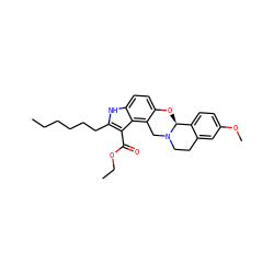 CCCCCCc1[nH]c2ccc3c(c2c1C(=O)OCC)CN1CCc2cc(OC)ccc2[C@@H]1O3 ZINC000013474855