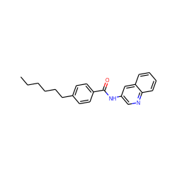 CCCCCCc1ccc(C(=O)Nc2cnc3ccccc3c2)cc1 ZINC000029052085