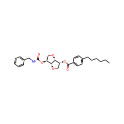 CCCCCCc1ccc(C(=O)O[C@@H]2CO[C@@H]3[C@@H](OC(=O)NCc4ccccc4)CO[C@H]23)cc1 ZINC000045498661