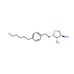 CCCCCCc1ccc(CC[C@@H]2OC[C@@H](N)[C@@H]2O)cc1 ZINC001772644653