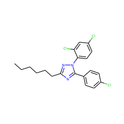 CCCCCCc1nc(-c2ccc(Cl)cc2)n(-c2ccc(Cl)cc2Cl)n1 ZINC000003817971