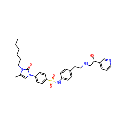 CCCCCCn1c(C)cn(-c2ccc(S(=O)(=O)Nc3ccc(CCNC[C@H](O)c4cccnc4)cc3)cc2)c1=O ZINC000026499164