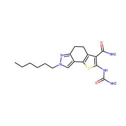 CCCCCCn1cc2c(n1)CCc1c-2sc(NC(N)=O)c1C(N)=O ZINC000066078634