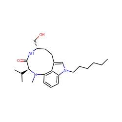 CCCCCCn1cc2c3c(cccc31)N(C)[C@@H](C(C)C)C(=O)N[C@H](CO)CC2 ZINC000028966127