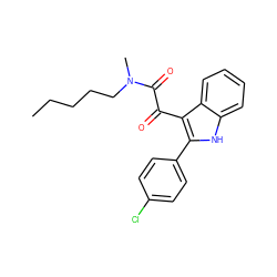 CCCCCN(C)C(=O)C(=O)c1c(-c2ccc(Cl)cc2)[nH]c2ccccc12 ZINC000040392746