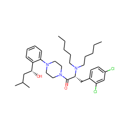 CCCCCN(CCCCC)[C@H](Cc1ccc(Cl)cc1Cl)C(=O)N1CCN(c2ccccc2[C@H](O)CC(C)C)CC1 ZINC000044360422