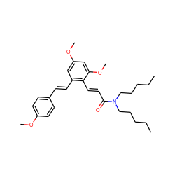 CCCCCN(CCCCC)C(=O)/C=C/c1c(/C=C/c2ccc(OC)cc2)cc(OC)cc1OC ZINC000095591800