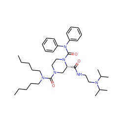 CCCCCN(CCCCC)C(=O)N1CCN(C(=O)N(c2ccccc2)c2ccccc2)[C@H](C(=O)NCCN(C(C)C)C(C)C)C1 ZINC000026657338