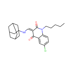 CCCCCN1C(=O)/C(=C/NC23CC4CC(CC(C4)C2)C3)C(=O)c2cc(Cl)ccc21 ZINC000474607088