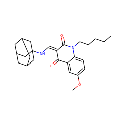 CCCCCN1C(=O)/C(=C/NC23CC4CC(CC(C4)C2)C3)C(=O)c2cc(OC)ccc21 ZINC000474609120