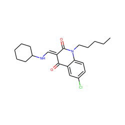 CCCCCN1C(=O)/C(=C/NC2CCCCC2)C(=O)c2cc(Cl)ccc21 ZINC000473109501