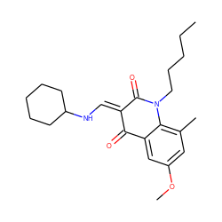 CCCCCN1C(=O)/C(=C/NC2CCCCC2)C(=O)c2cc(OC)cc(C)c21 ZINC000474609651