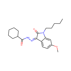 CCCCCN1C(=O)/C(=N\NC(=O)C2CCCCC2)c2ccc(OC)cc21 ZINC000040425383