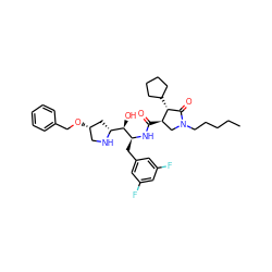 CCCCCN1C[C@@H](C(=O)N[C@@H](Cc2cc(F)cc(F)c2)[C@H](O)[C@H]2C[C@@H](OCc3ccccc3)CN2)[C@H](C2CCCC2)C1=O ZINC000029129161