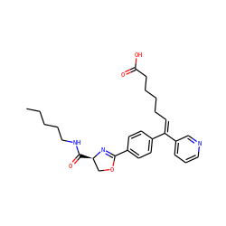 CCCCCNC(=O)[C@@H]1COC(c2ccc(/C(=C\CCCCC(=O)O)c3cccnc3)cc2)=N1 ZINC000029565473