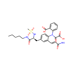 CCCCCNC(=O)[C@H](Cc1ccc(N(C(=O)C(=O)O)c2ccccc2C(=O)O)c(/C=C/C(N)=O)c1)NS(C)(=O)=O ZINC000014954168