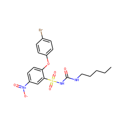 CCCCCNC(=O)NS(=O)(=O)c1cc([N+](=O)[O-])ccc1Oc1ccc(Br)cc1 ZINC000028710469