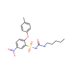 CCCCCNC(=O)NS(=O)(=O)c1cc([N+](=O)[O-])ccc1Oc1ccc(C)cc1 ZINC000036190277