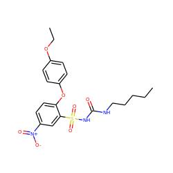 CCCCCNC(=O)NS(=O)(=O)c1cc([N+](=O)[O-])ccc1Oc1ccc(OCC)cc1 ZINC000028710508