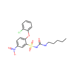 CCCCCNC(=O)NS(=O)(=O)c1cc([N+](=O)[O-])ccc1Oc1ccccc1Cl ZINC000028710473