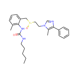 CCCCCNC(=O)Nc1c(C)cccc1C[S@@+]([O-])CCn1cnc(-c2ccccc2)c1C ZINC000013827718