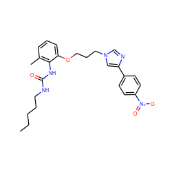 CCCCCNC(=O)Nc1c(C)cccc1OCCCn1cnc(-c2ccc([N+](=O)[O-])cc2)c1 ZINC000013827760