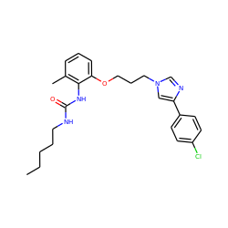 CCCCCNC(=O)Nc1c(C)cccc1OCCCn1cnc(-c2ccc(Cl)cc2)c1 ZINC000013827766