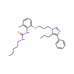 CCCCCNC(=O)Nc1c(C)cccc1OCCCn1cnc(-c2ccccc2)c1CCC ZINC000013827779