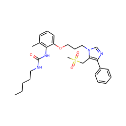 CCCCCNC(=O)Nc1c(C)cccc1OCCCn1cnc(-c2ccccc2)c1CS(C)(=O)=O ZINC000013827797