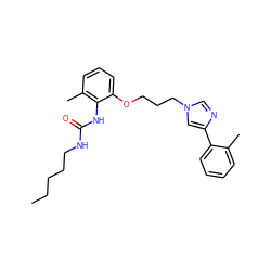 CCCCCNC(=O)Nc1c(C)cccc1OCCCn1cnc(-c2ccccc2C)c1 ZINC000013827740