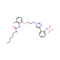 CCCCCNC(=O)Nc1c(C)cccc1OCCCn1cnc(-c2ccccc2NS(C)(=O)=O)c1 ZINC000013827749