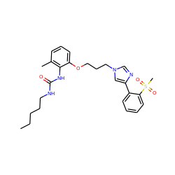 CCCCCNC(=O)Nc1c(C)cccc1OCCCn1cnc(-c2ccccc2S(C)(=O)=O)c1 ZINC000013827751