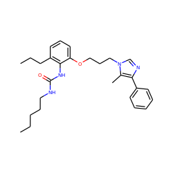 CCCCCNC(=O)Nc1c(CCC)cccc1OCCCn1cnc(-c2ccccc2)c1C ZINC000013827674