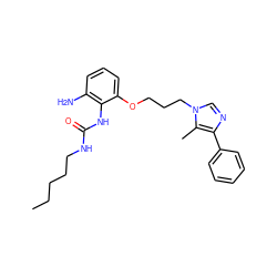 CCCCCNC(=O)Nc1c(N)cccc1OCCCn1cnc(-c2ccccc2)c1C ZINC000013827627