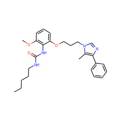 CCCCCNC(=O)Nc1c(OC)cccc1OCCCn1cnc(-c2ccccc2)c1C ZINC000013827645