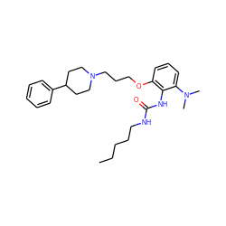 CCCCCNC(=O)Nc1c(OCCCN2CCC(c3ccccc3)CC2)cccc1N(C)C ZINC000013827580