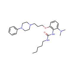 CCCCCNC(=O)Nc1c(OCCCN2CCN(c3ccccc3)CC2)cccc1N(C)C ZINC000013827577